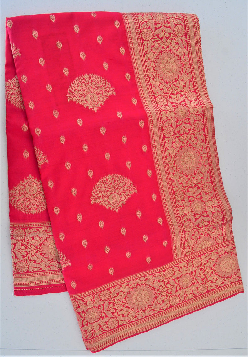 Pink Colour Zari work Silk Saree