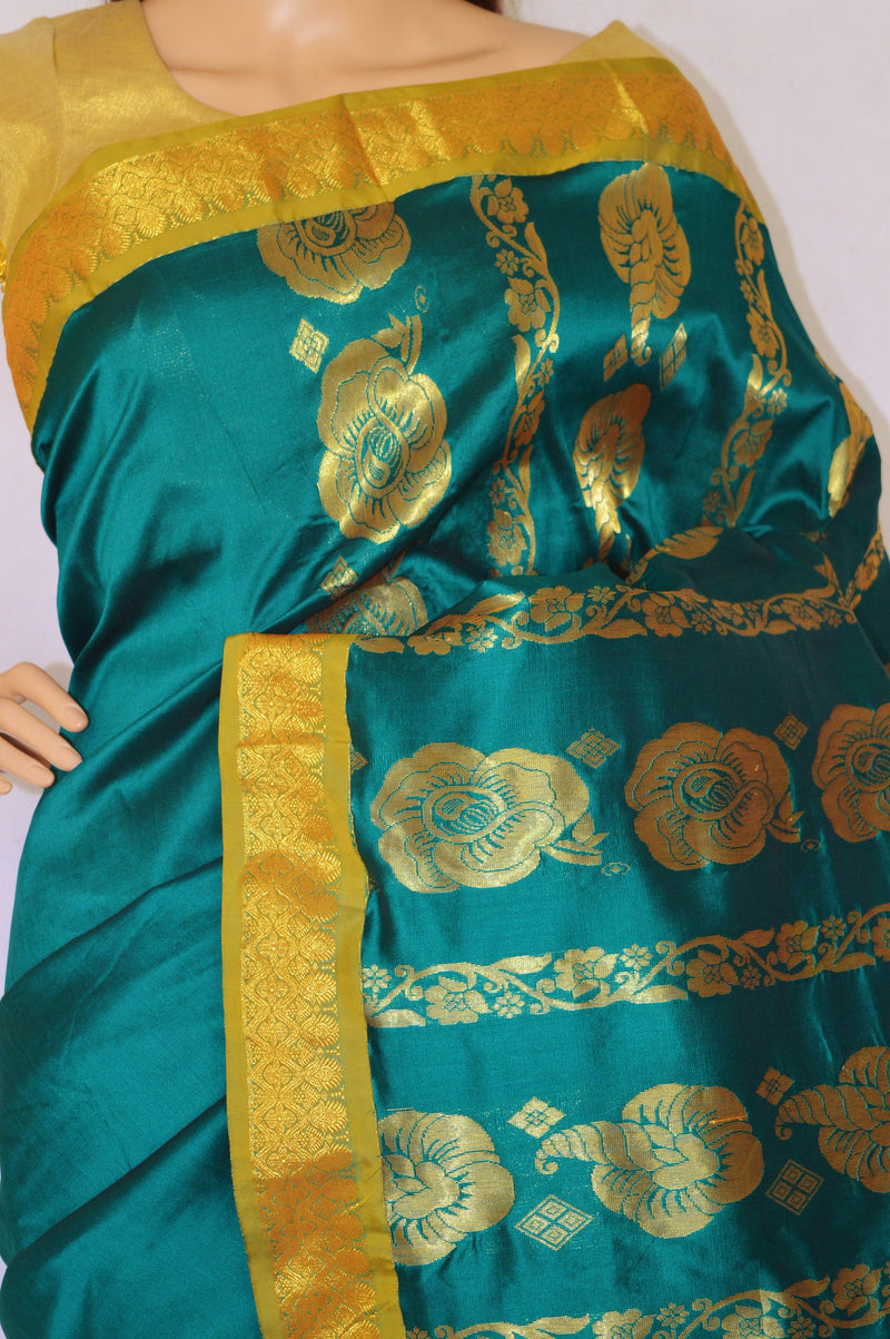 Lovely Green & Gold Colour Silk Saree