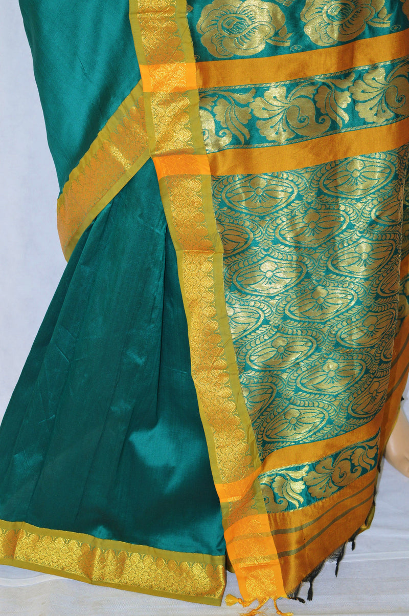 Lovely Green & Gold Colour Silk Saree