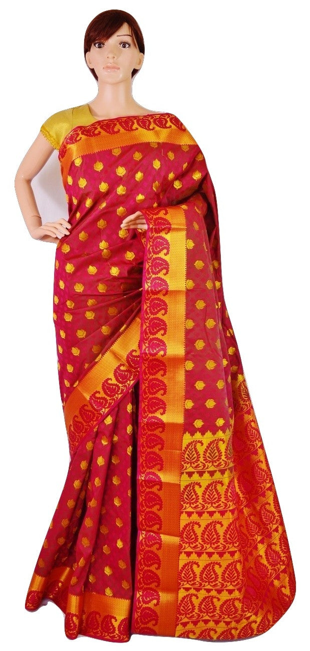 Magenta & Gold Colour Kanchipuram Silk Saree