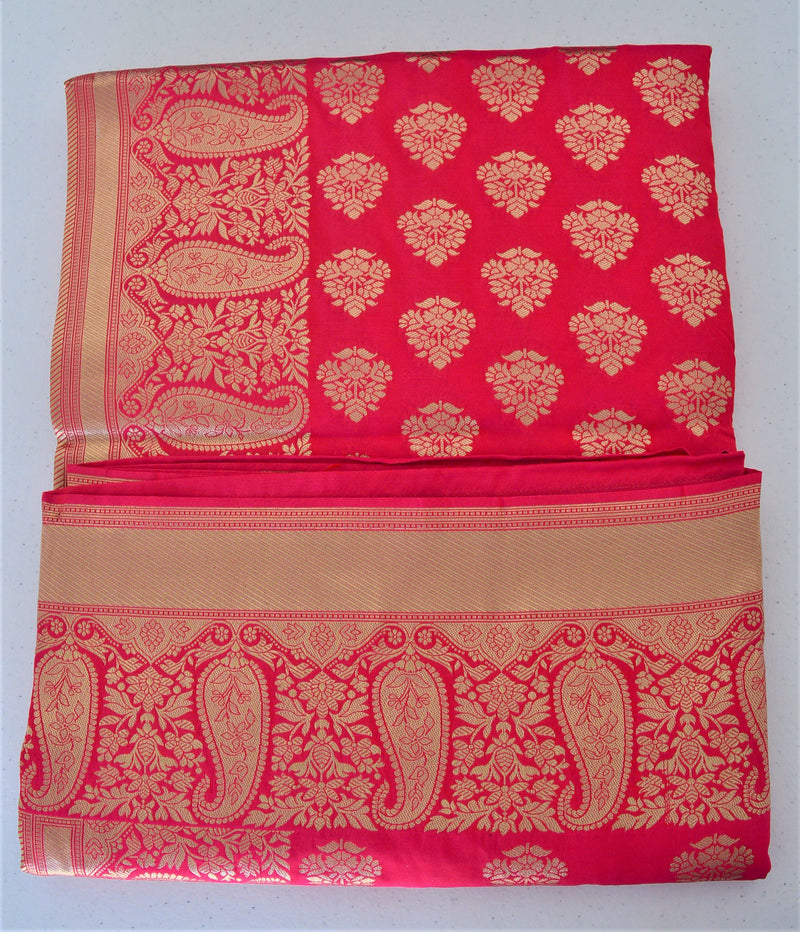 Magenta Colour Zari work Silk Saree