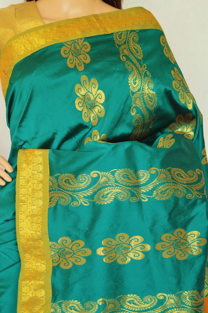 Attractive Green & Gold Colour Silk Saree