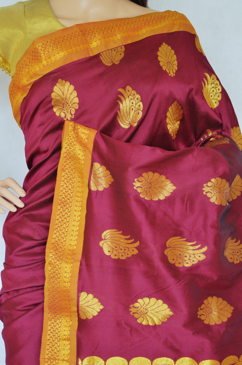 Beautiful Carime & Gold Colour Silk Saree