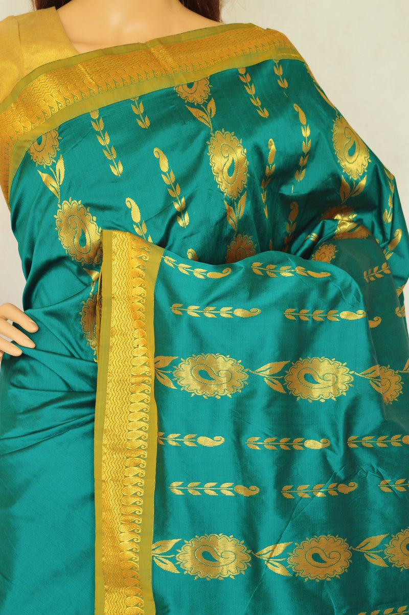 Nice Green  & Gold Colour Silk Saree
