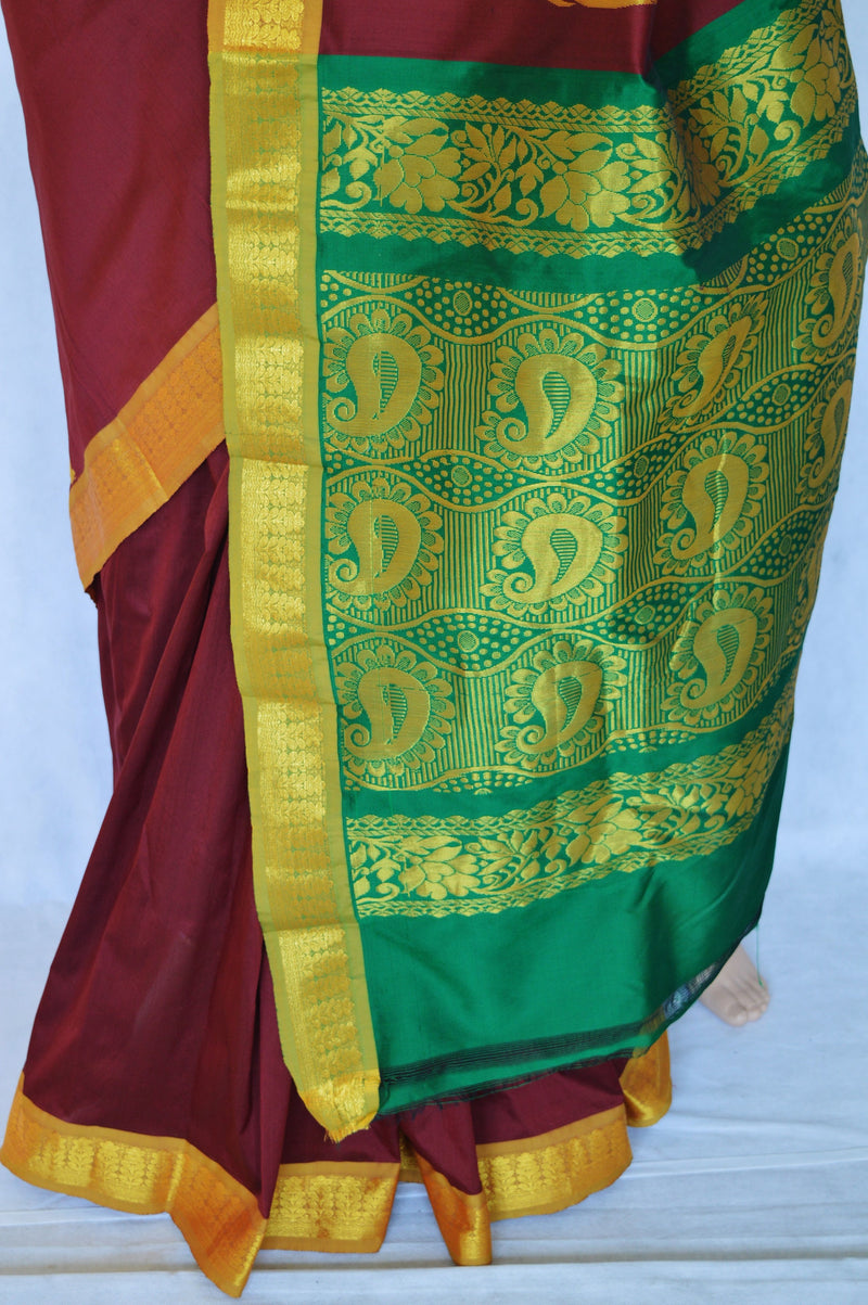 Super Maroon & Gold Colour Silk Saree