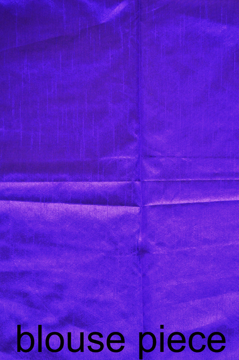 Beige & Purple Cotton Saree With Purple Blouse Piece