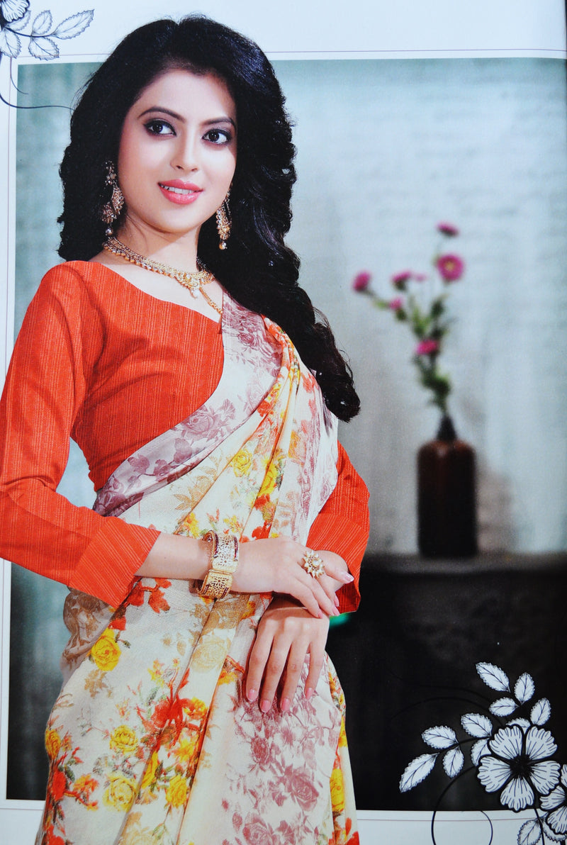Fashionable Jute Satin Silk Saree