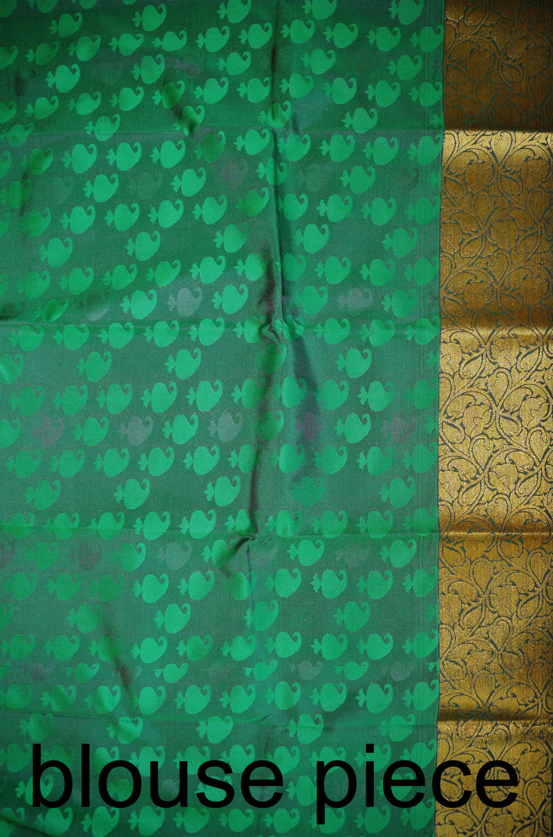 Lime Green & Gold Colour Kanchipuram Silk Saree