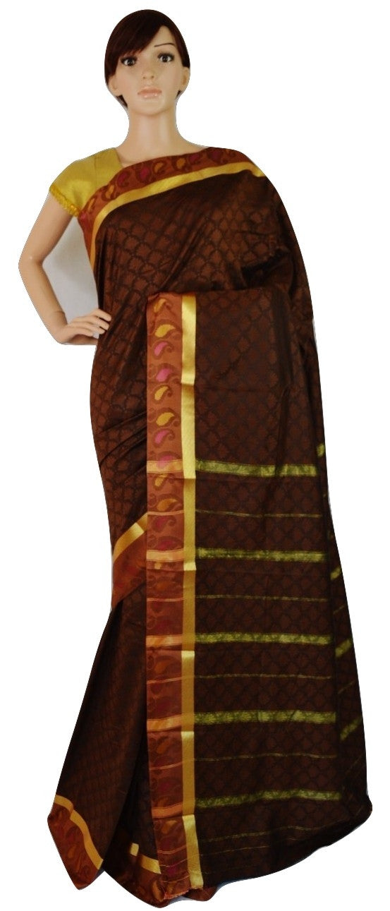 Brown & Gold Colour Kanchipuram Silk Saree