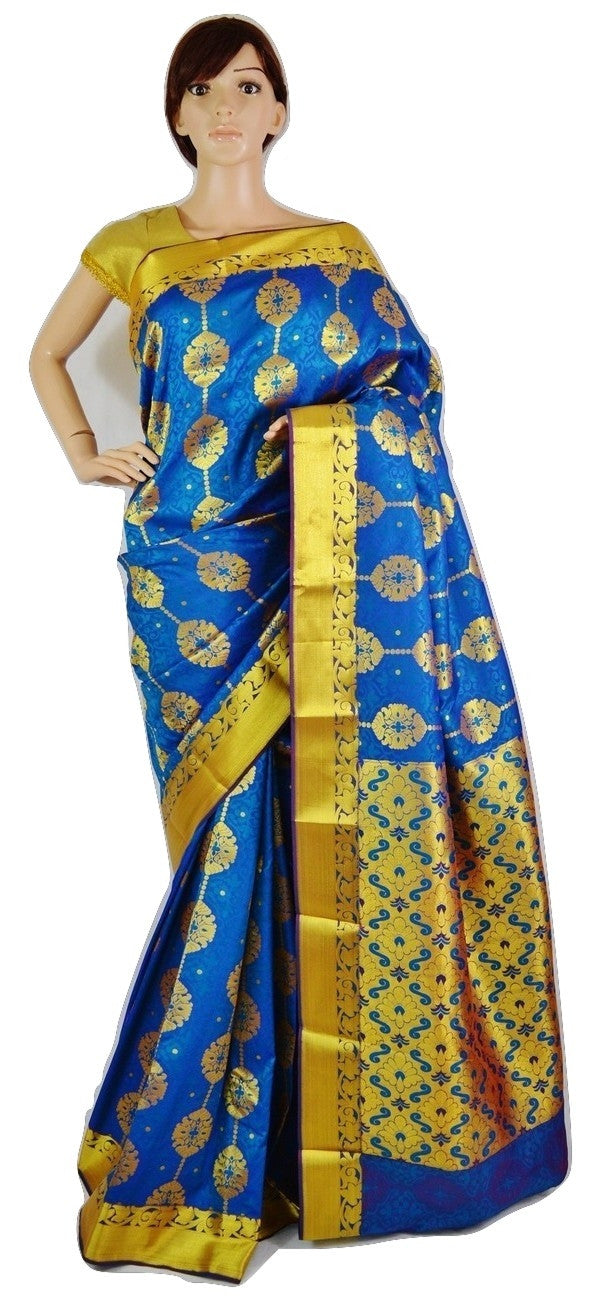 Admiral Blue & Gold Colour Kanchipuram Silk Saree