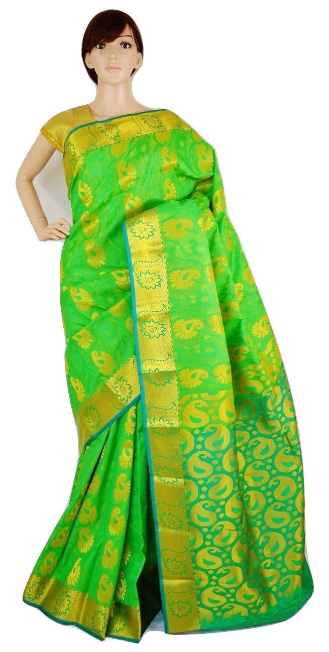 Light green & Gold Colour Kanchipuram Silk Saree