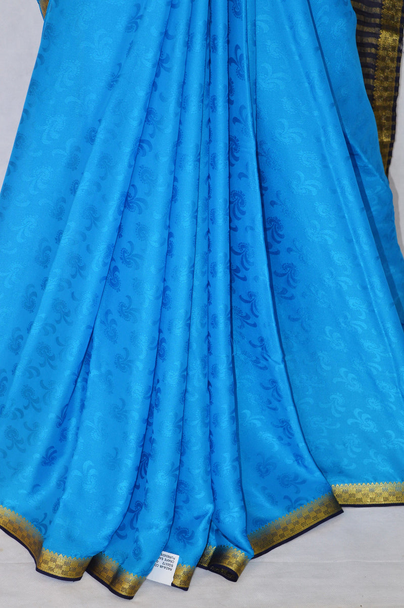 Bright Blue & Gold Colour Kazmeer Silk Saree