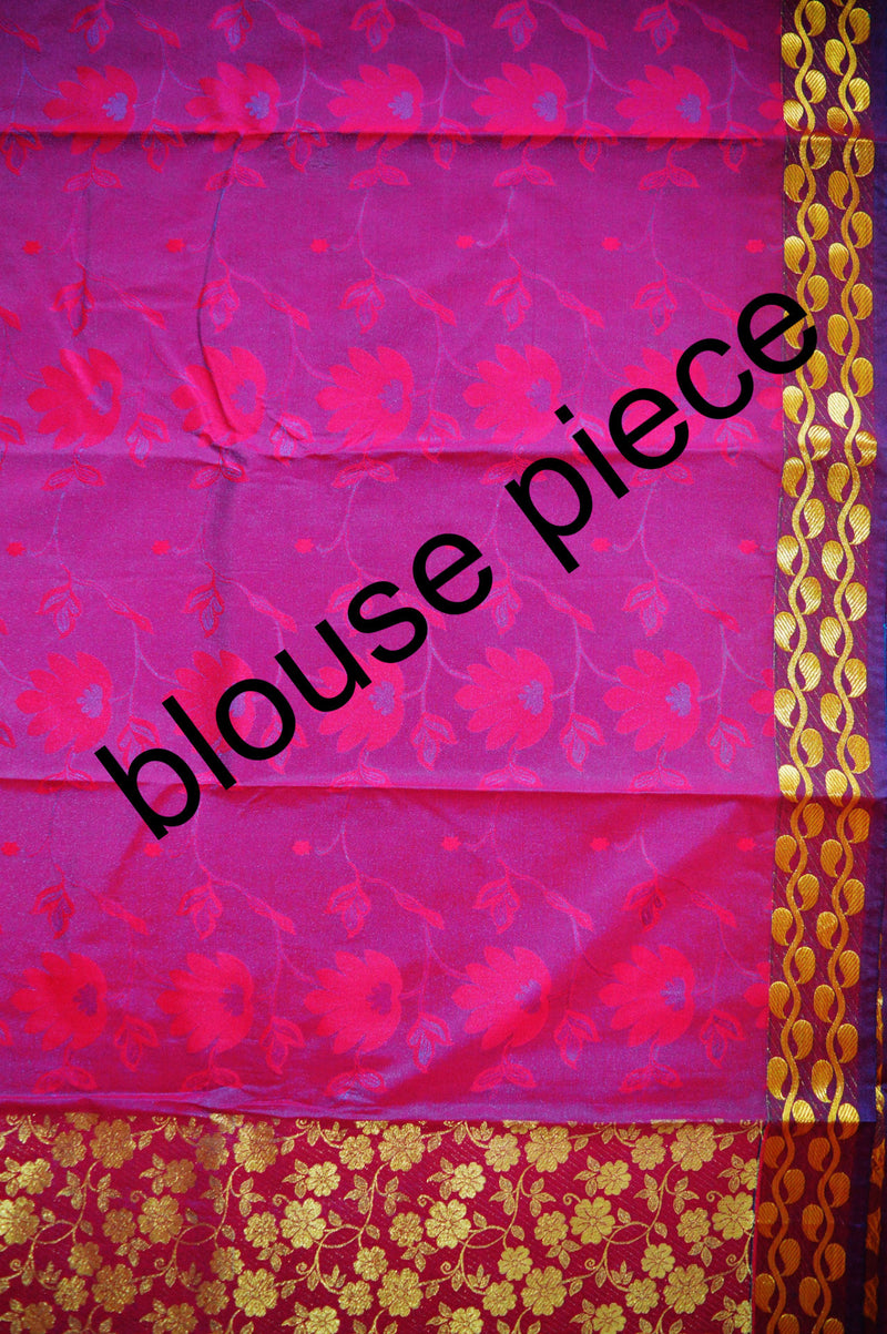 Green Shaded Magenta & Gold Colour Kanchipuram Silk Saree