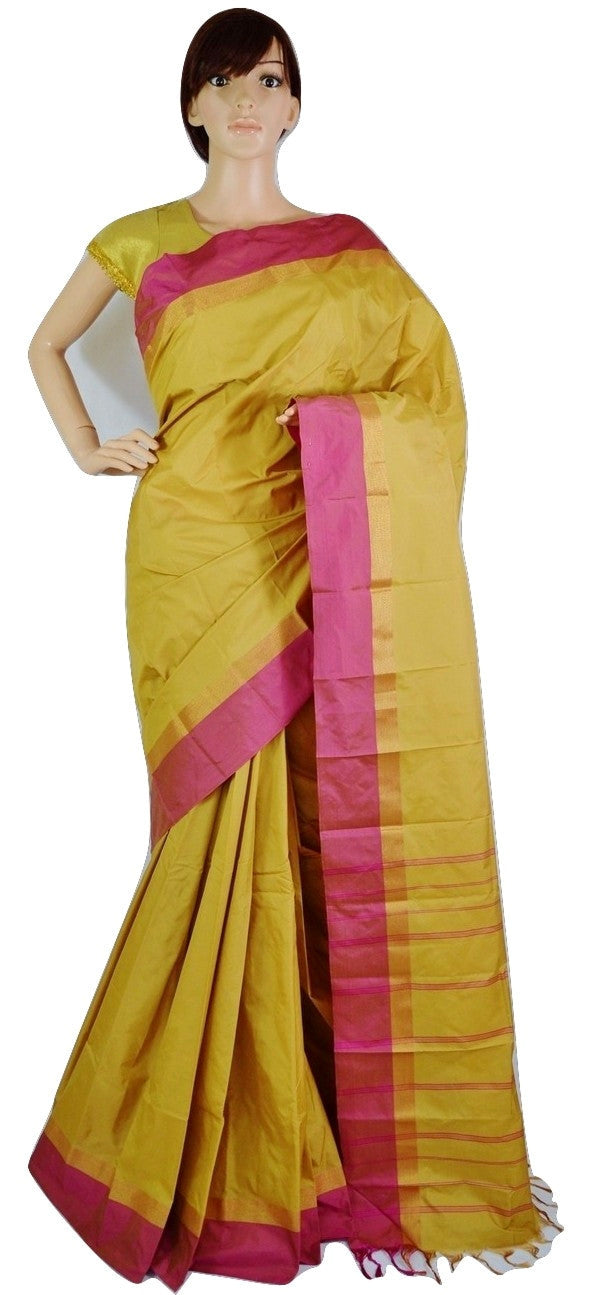 Butterscotch & Pink Colour Silk Saree