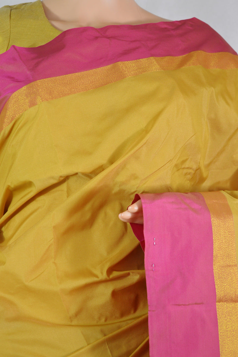 Butterscotch & Pink Colour Silk Saree