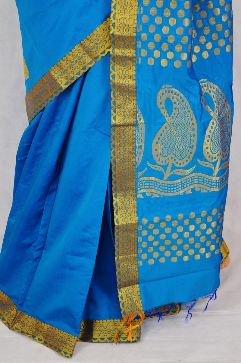 Beautiful Blue& Gold Art Silk Saree