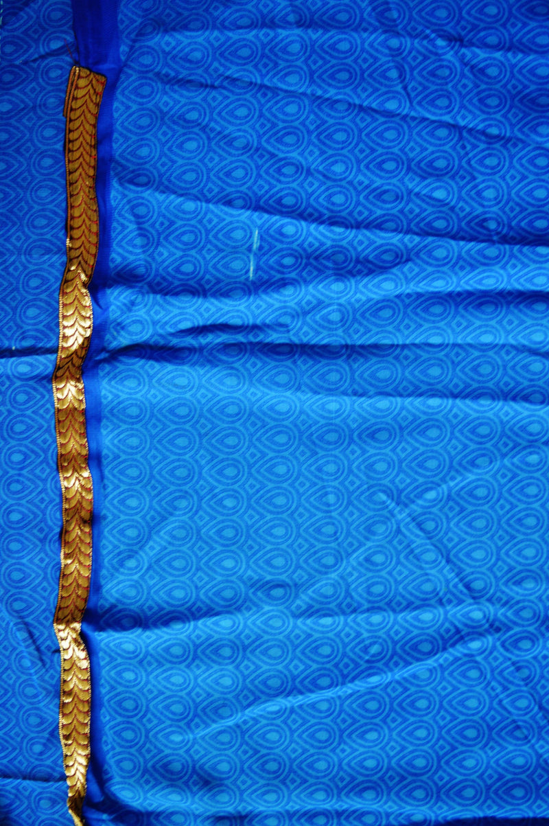 Pink,Blue & Orange Colour One Minute Saree