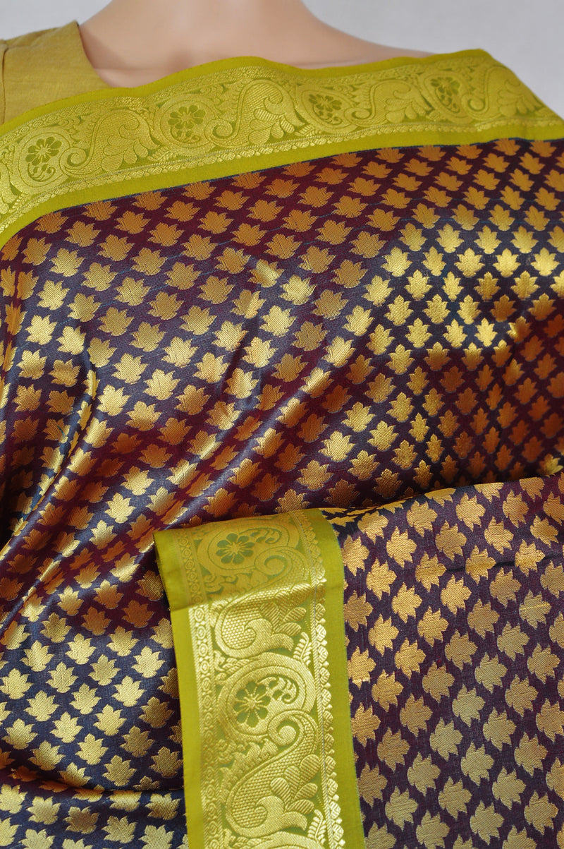 Bridal Wear Plum Colour Kanchipuram Silk Saree