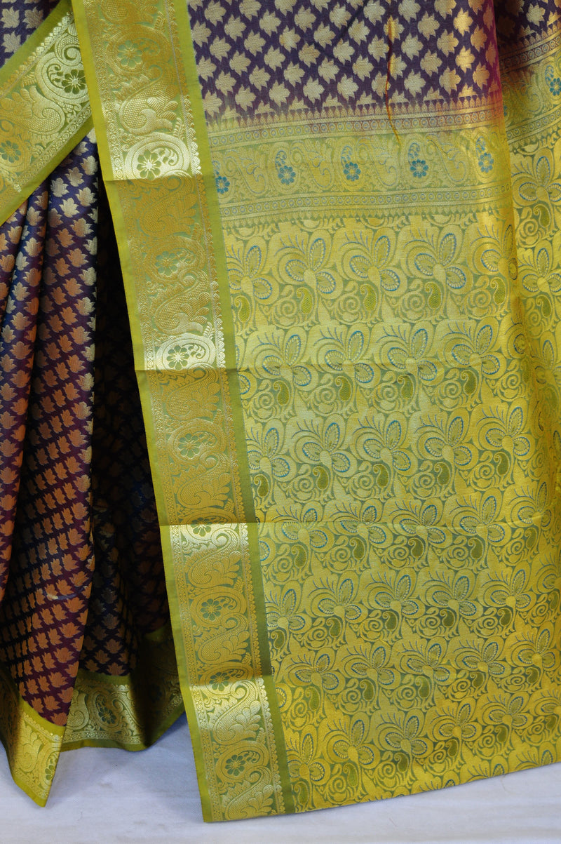 Bridal Wear Plum Colour Kanchipuram Silk Saree