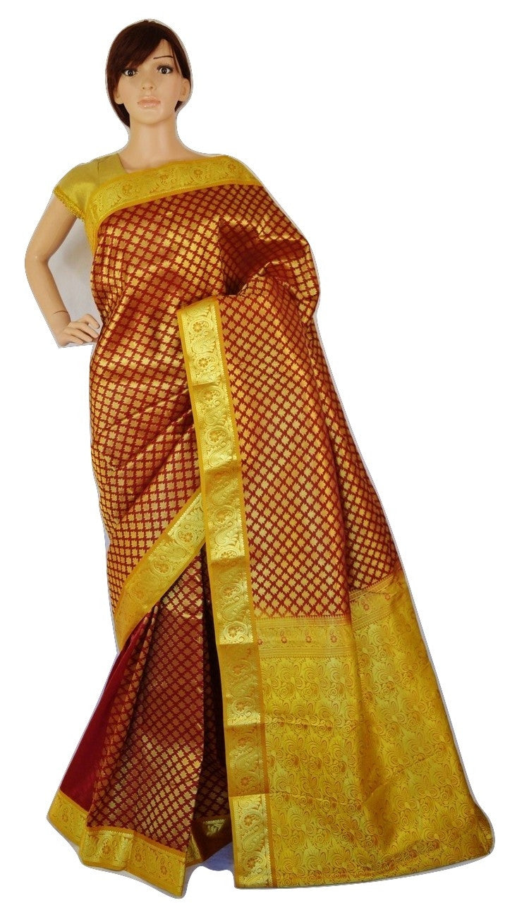 Bridal Wear Maroon Colour Kanchipuram Silk Saree