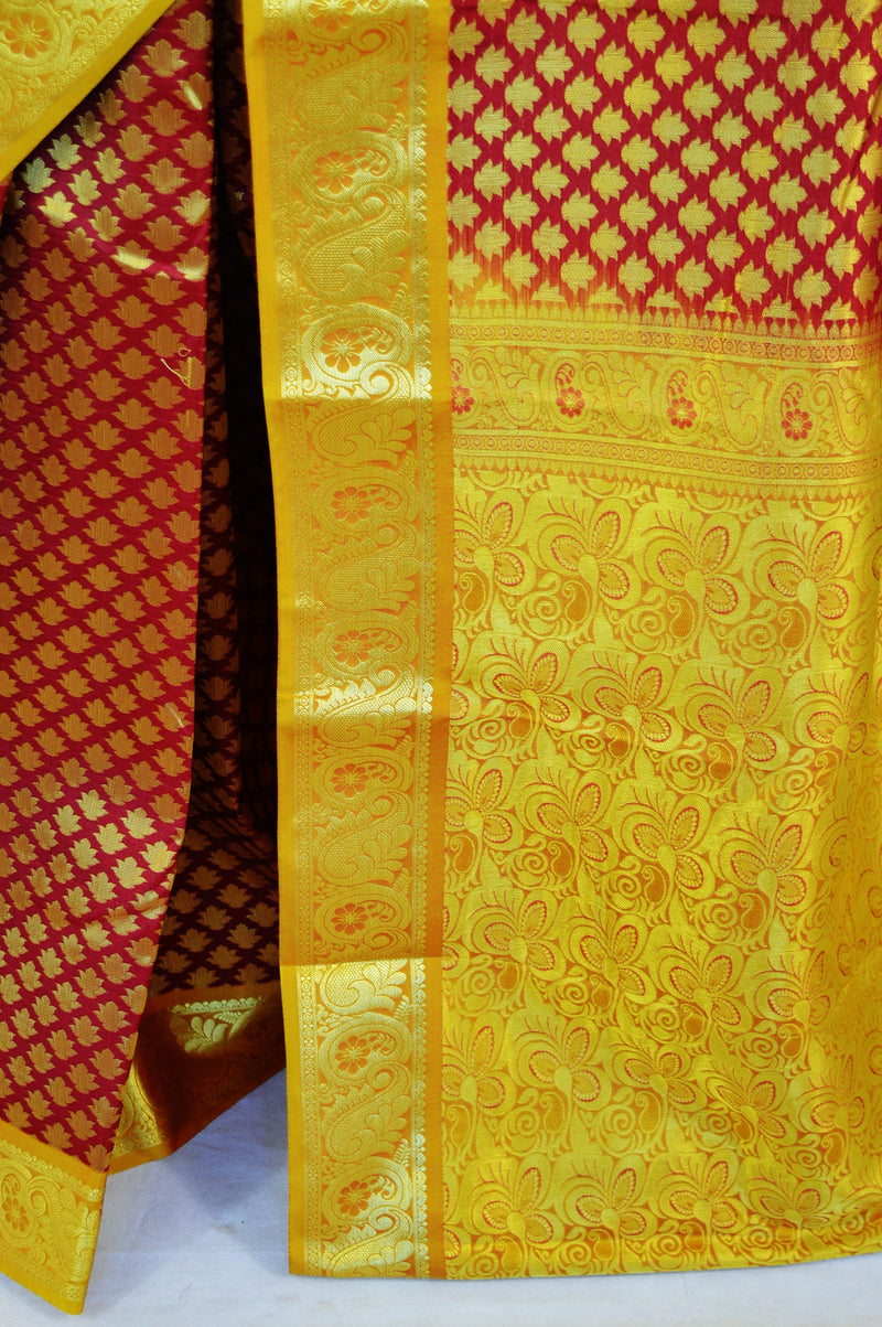 Bridal Wear Maroon Colour Kanchipuram Silk Saree