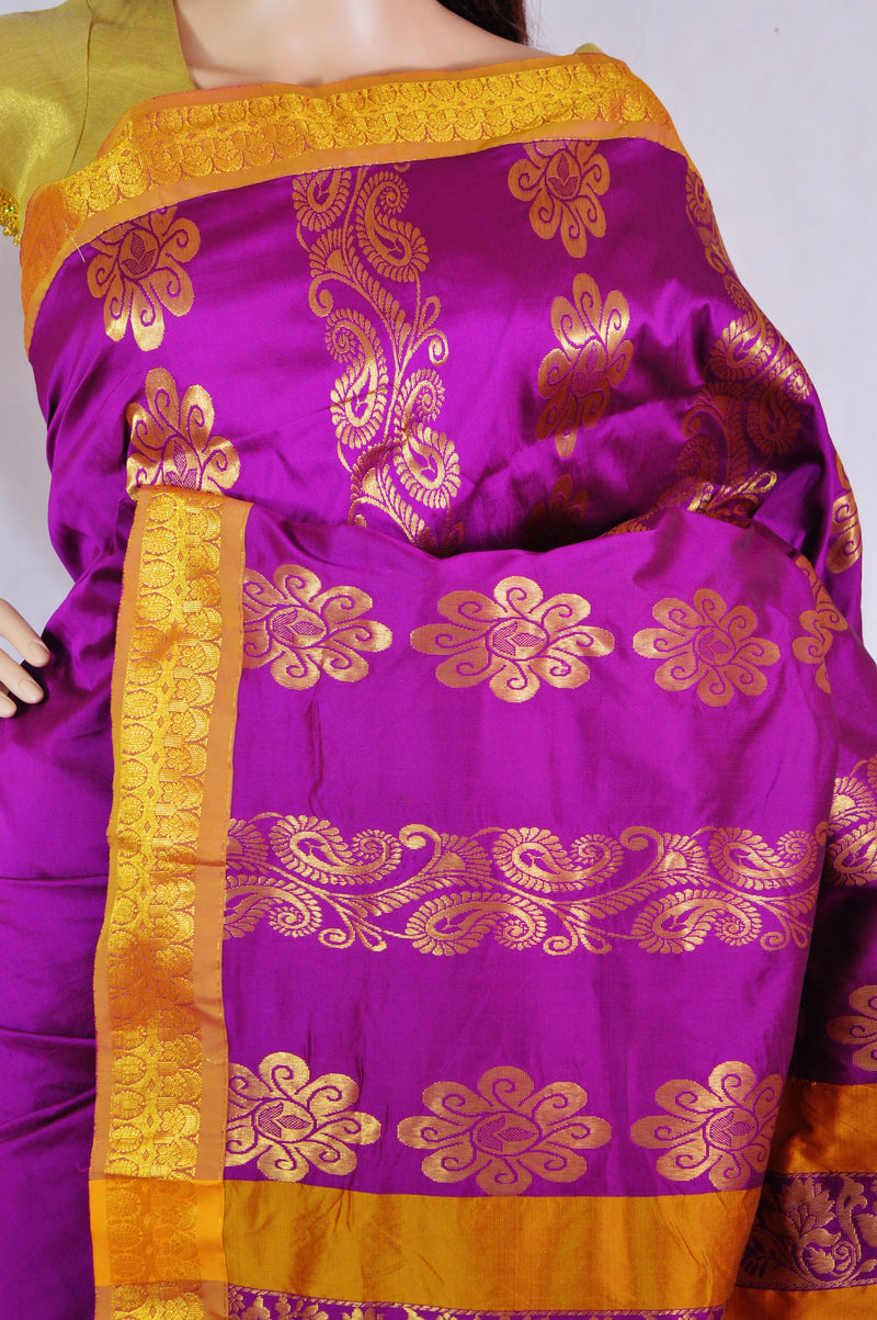 Beautiful Magenta & Gold  Silk Saree