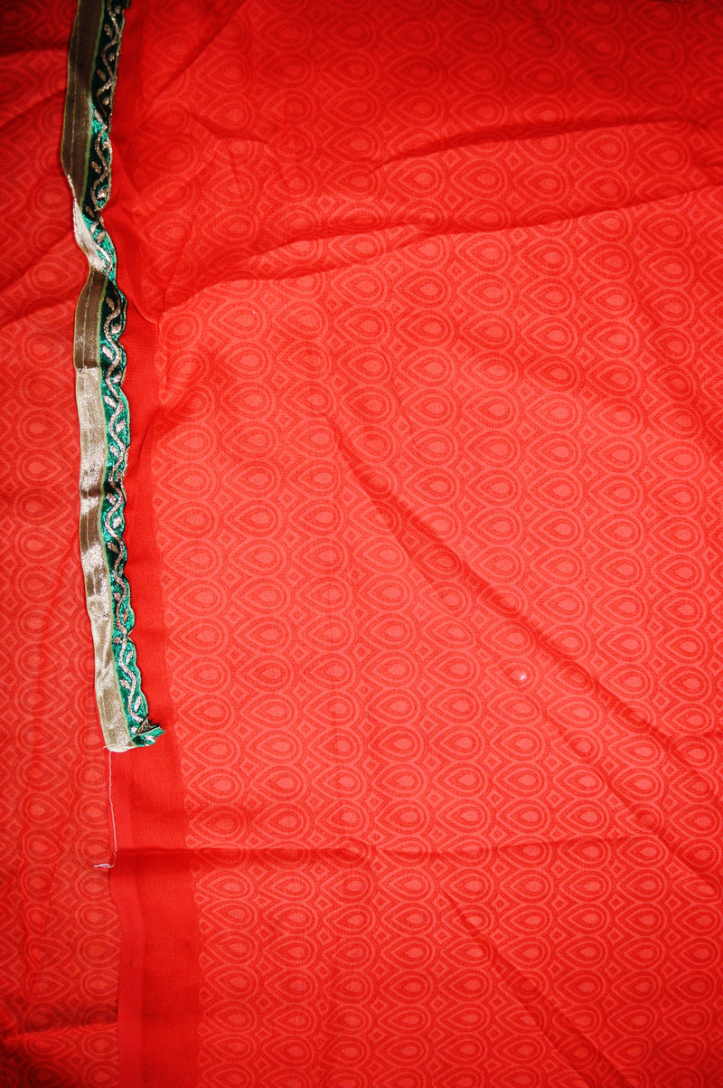 Red,Green & Teal Colour One Minute Saree