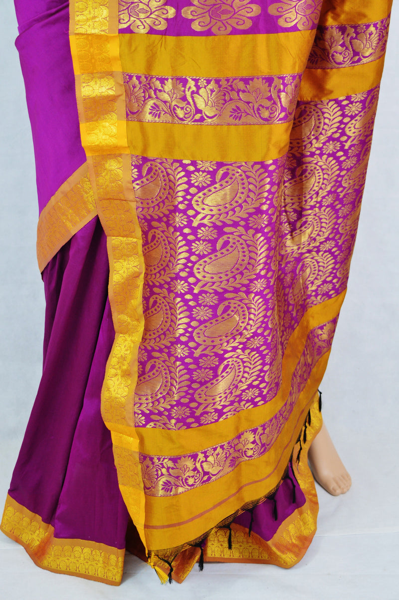 Beautiful Magenta & Gold  Silk Saree