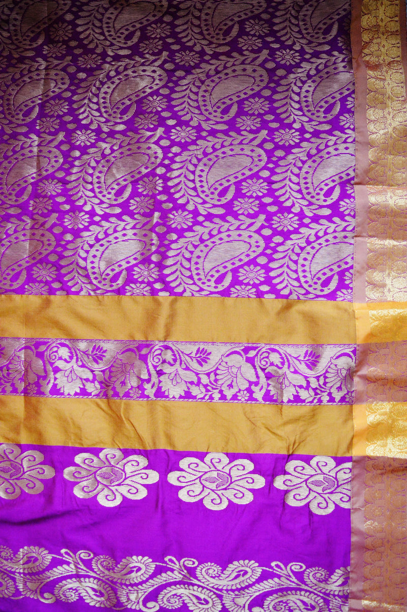 Beautiful Magenta & Gold  Silk Saree