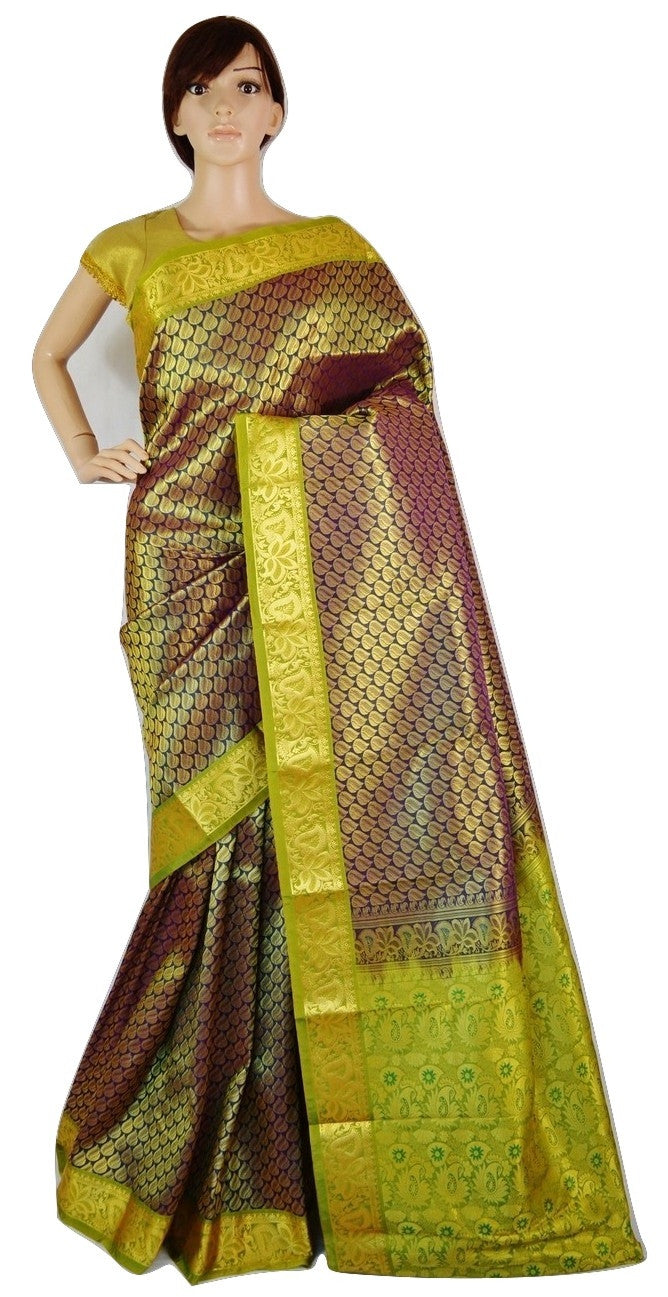 Bridal Wear Purple Colour Kanchipuram Silk Saree