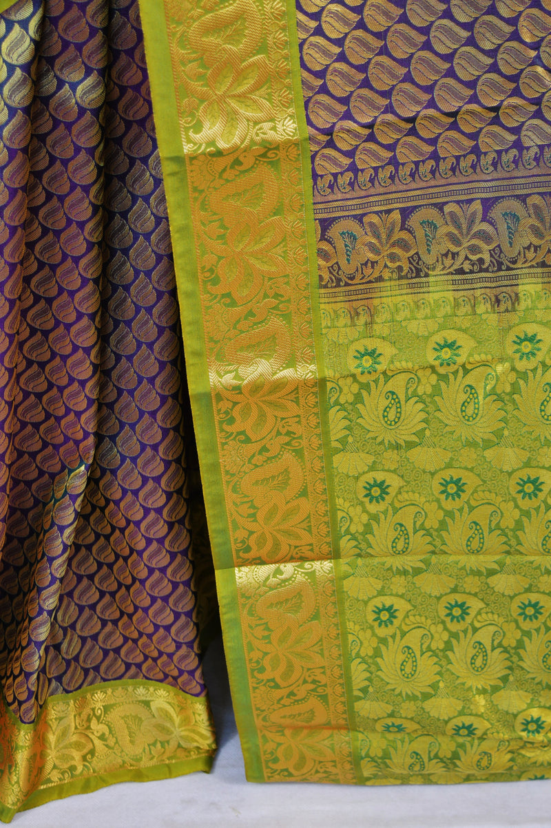 Bridal Wear Purple Colour Kanchipuram Silk Saree
