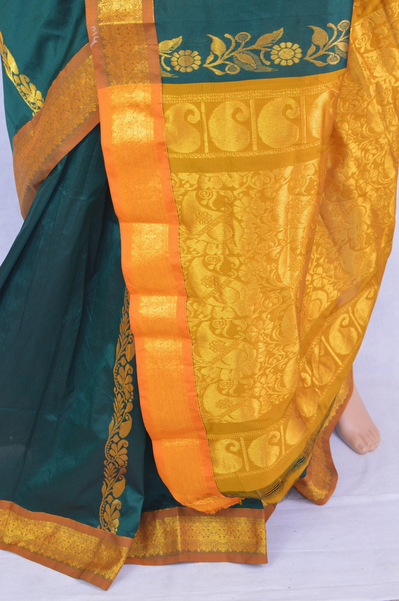 Green & Mustard Colour Kodi Silk Saree