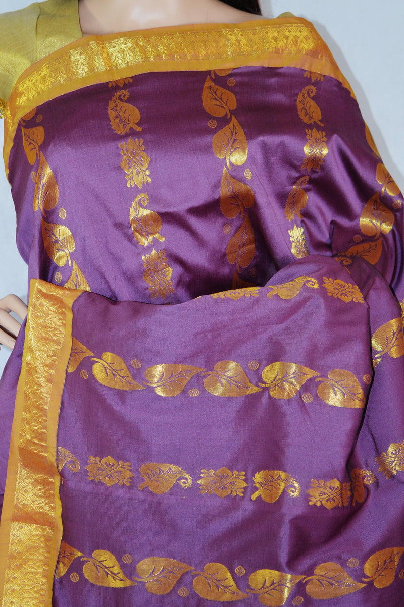 Mauve Purple & Gold Colour  Silk Saree