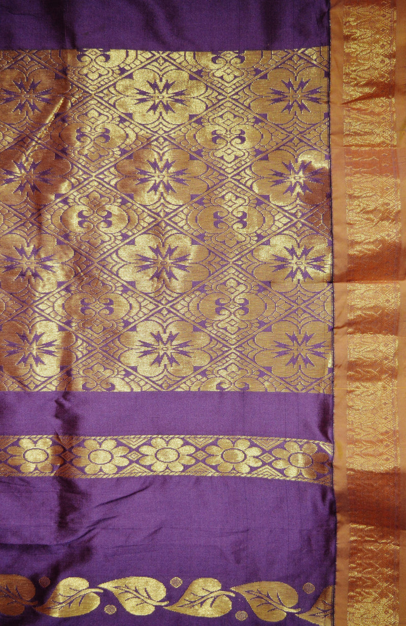 Mauve Purple & Gold Colour  Silk Saree