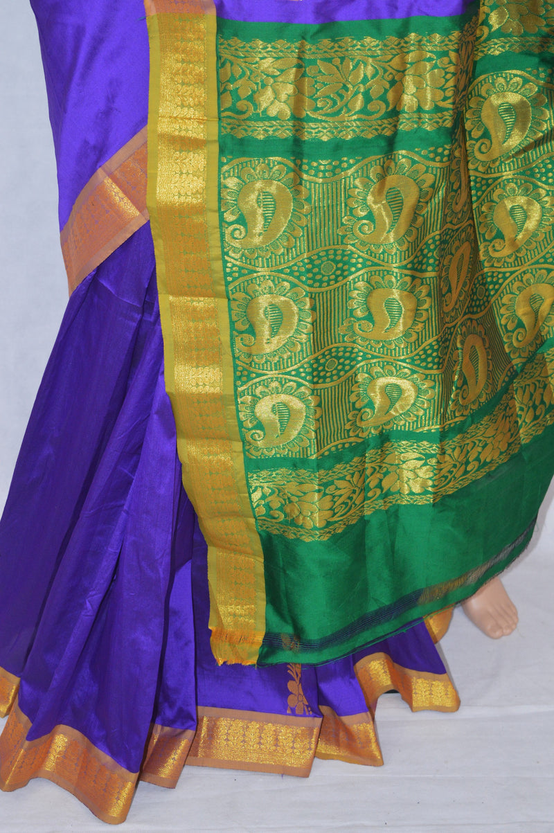 Purple & Green Colour  Silk Saree
