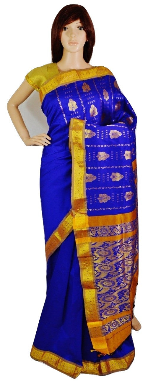 Beautiful Blue & Gold Colour Silk Saree