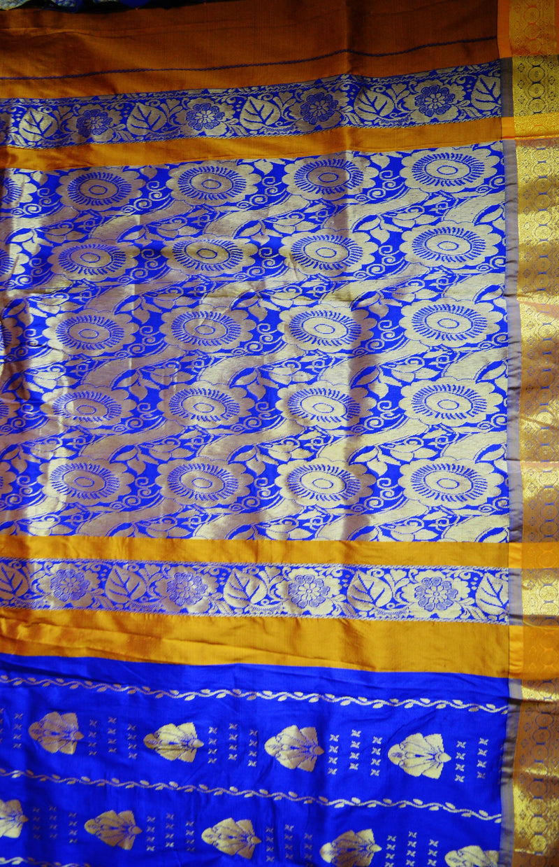 Beautiful Blue & Gold Colour Silk Saree