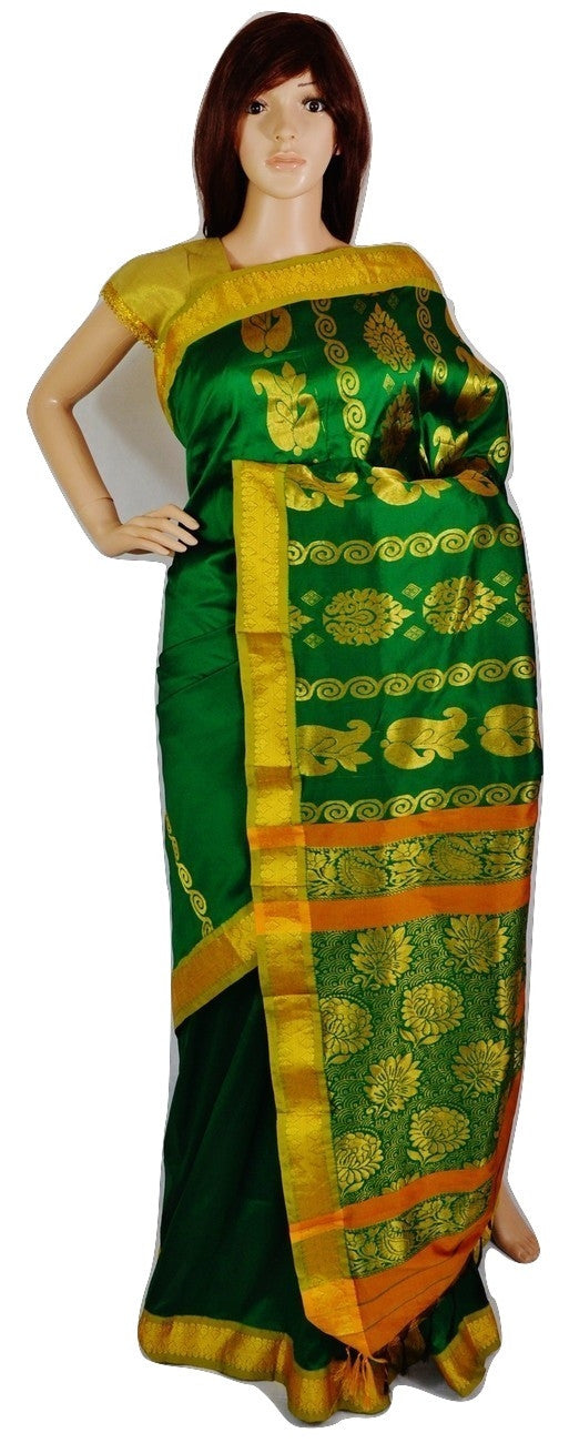 Beautiful Green & Gold Colour Silk Saree