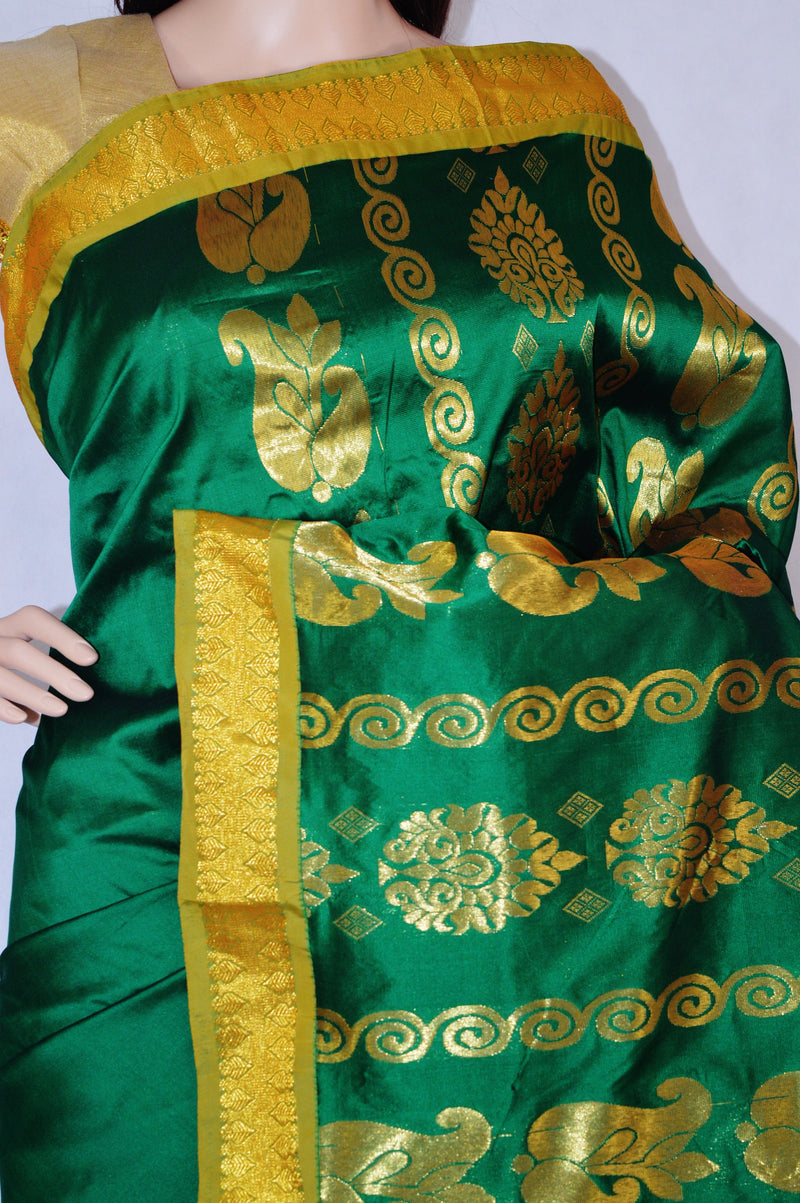 Beautiful Green & Gold Colour Silk Saree
