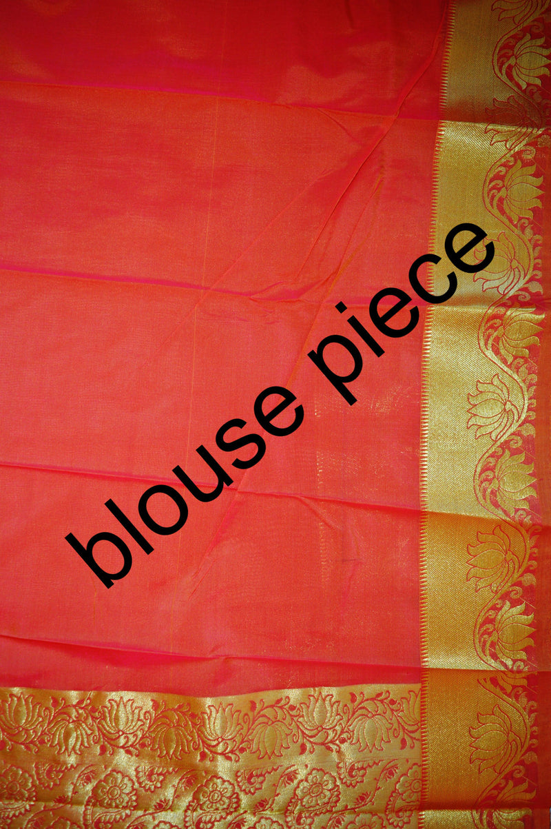 Bridal Wear Orange Colour Kanchipuram Silk Saree