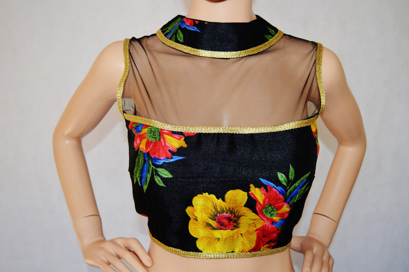 High Neck Sleeveless Digital Print blouse choli Top