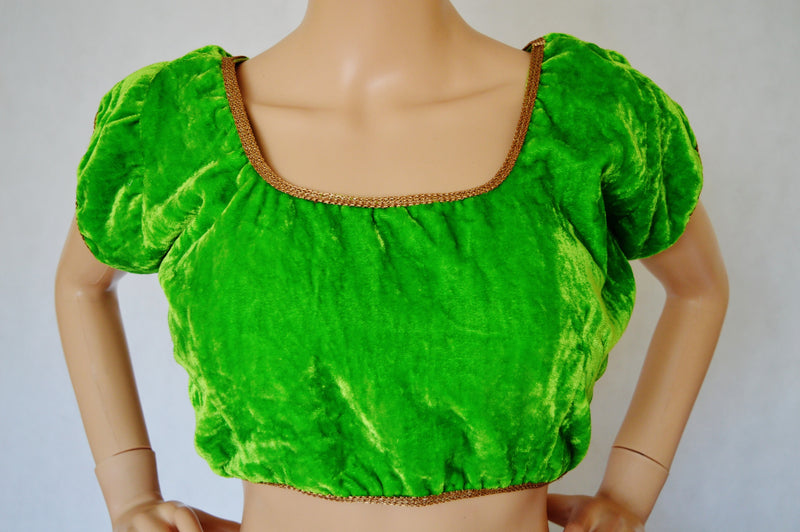 Green Velvet readymade blouse / choli Top