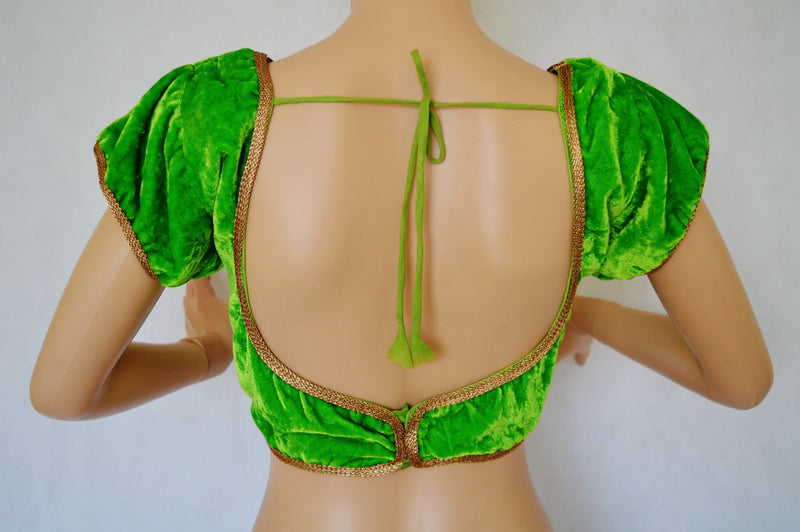 Green Velvet readymade blouse / choli Top