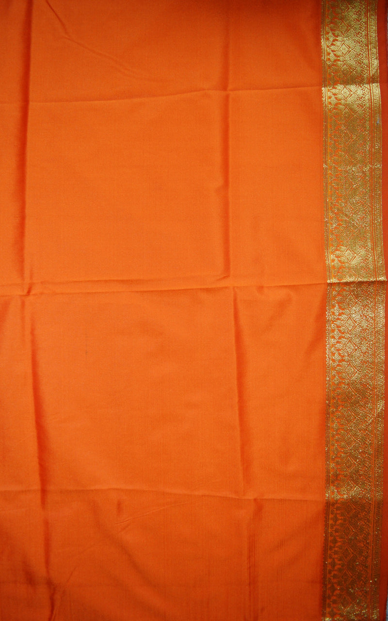 Lovely Purple & Orange Belgum Silk Saree