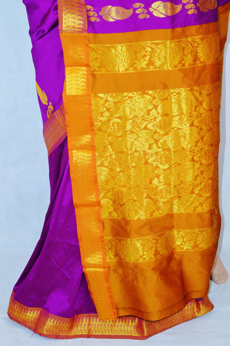 Pretty Fushcia ,Orange & Gold Colour Silk Saree