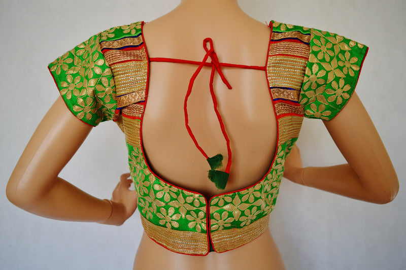 Green with golden border gota pattib blouse / Choli top