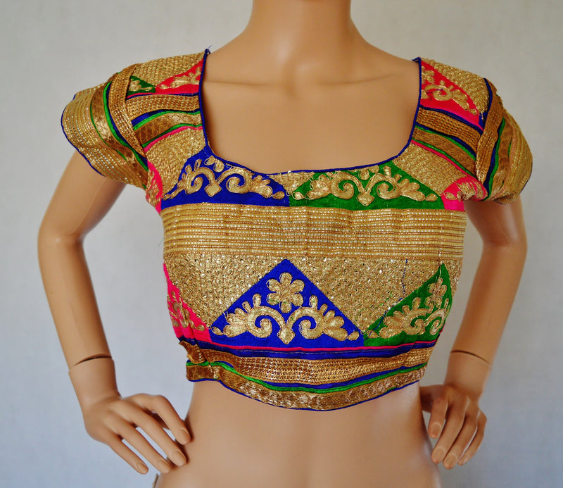 Pink Gold Embroidered readymade blouse / choli Top