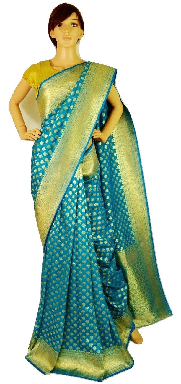 Light Weight Woven Banarasi Silk Saree in Teal