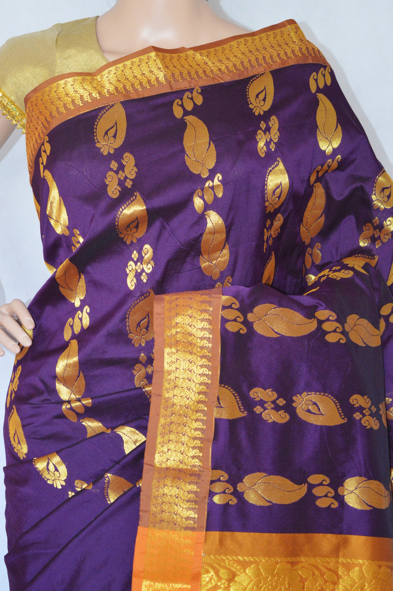 Lovely Plum & Gold  Colour  Silk Saree