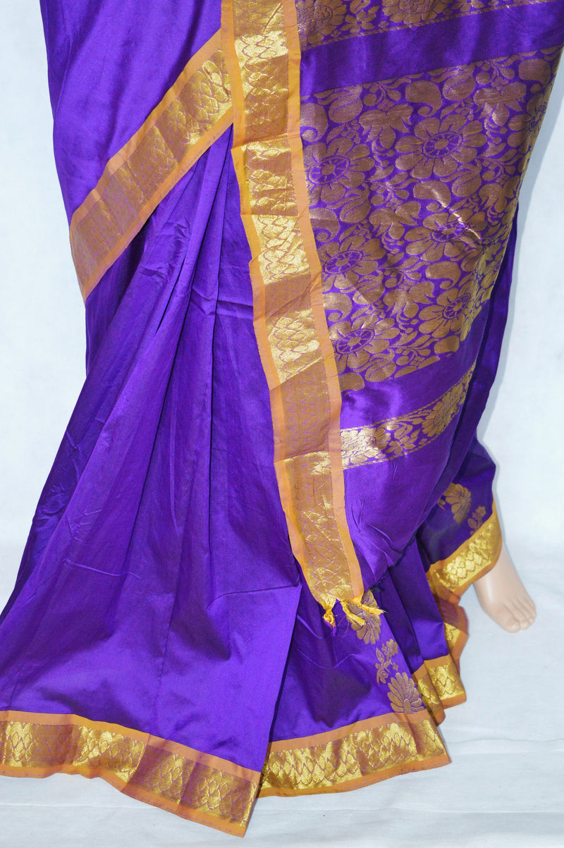 Beautiful Purple & Gold Colour Silk Saree